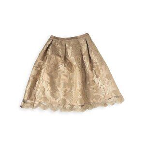 Endless Rose Gold Lace Embroidered Pleated A-Line Skirt M